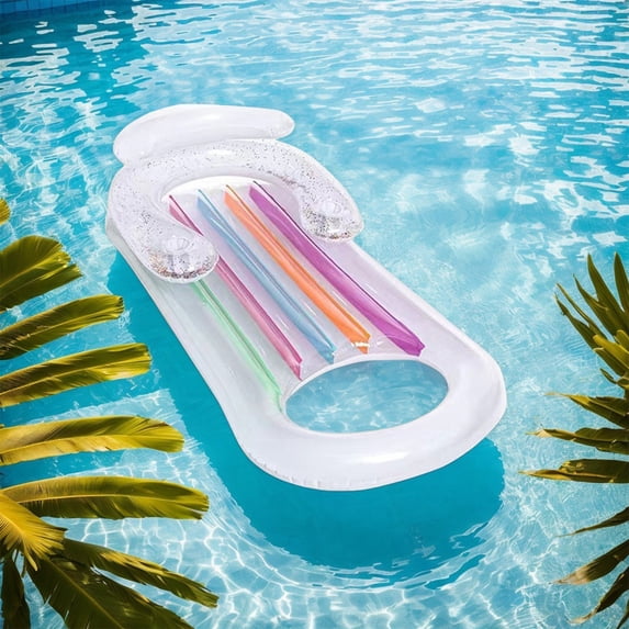 MMJ Inflatable Armchair Pool Lounger with Head and Arm Rest Foldable Floating Seat for Adults Summer Beach Water Relaxation