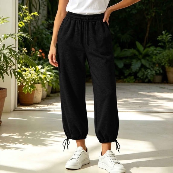 MMJ Joggers for Women Solid Casual Loose Drawstring Elastic Lightweight Soft Cozy Sweatpants with Side Pockets
