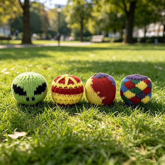 MMJ Juggling Balls Handmade Knitted Footbag 4 Pack Soft Sandbag Outdoor Tossing Game Park Backyard