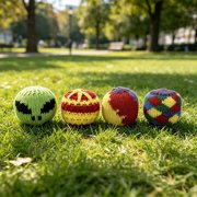 MMJ Juggling Balls Handmade Knitted Footbag 4 Pack Soft Sandbag Outdoor Tossing Game Park Backyard