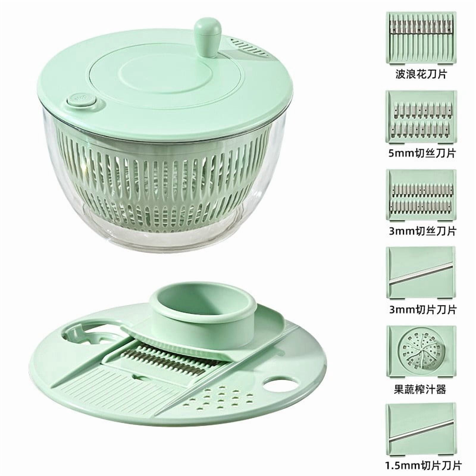 MMJ Kitchen Appliances Salad Spinner 6 in 1 Manual Vegetable Chopper and Juicer with Interchangeable Blades for Food Prep