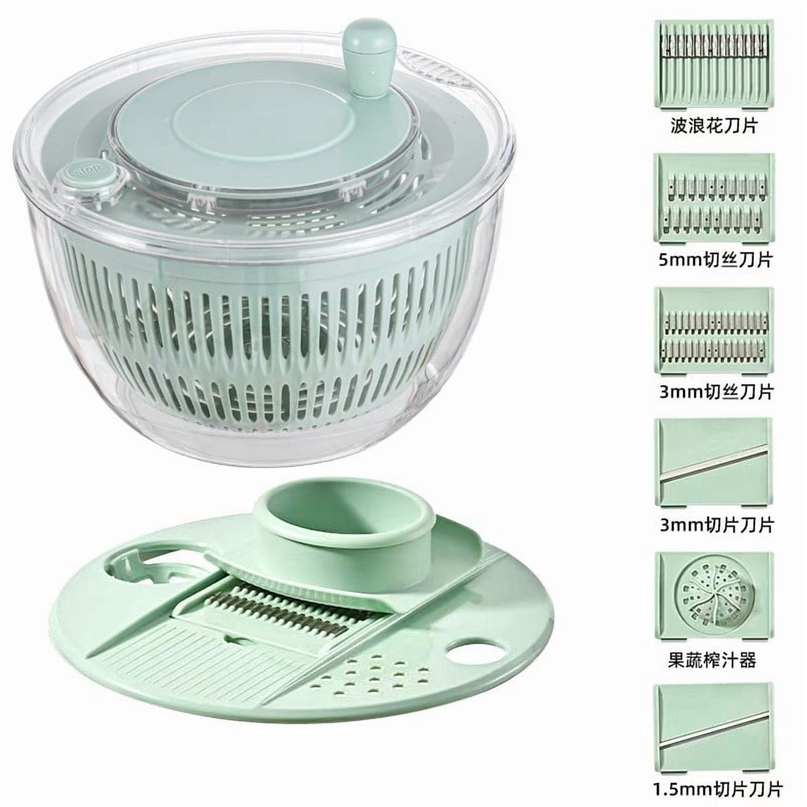 MMJ Kitchen Appliances Salad Spinner 6 in 1 Manual Vegetable Chopper and Juicer with Interchangeable Blades for Food Prep