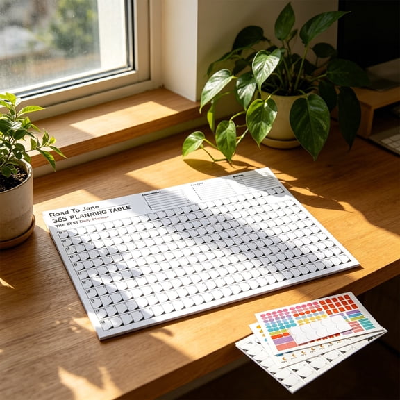 MMJ Korean Style Wall Calendar Desktop Schedule Planner with Stickers for Office Home Organization