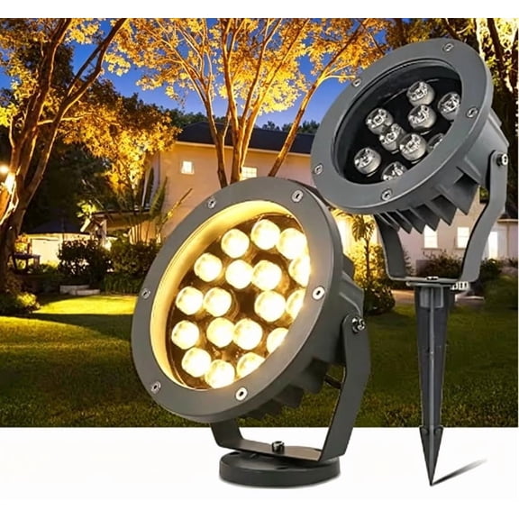 MMJ LED Tree Spotlights Outdoor Plug In Uplight Waterproof Landscape Flood Light for Garden Lawn Yard 12x5in