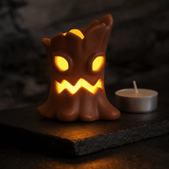 MMJ Led Lights Spooky Tree Stump Glowing Eyes Battery Operated Mini Night Light Tabletop Tiered Tray Indoor Decor 2.76x2.36x2.36in