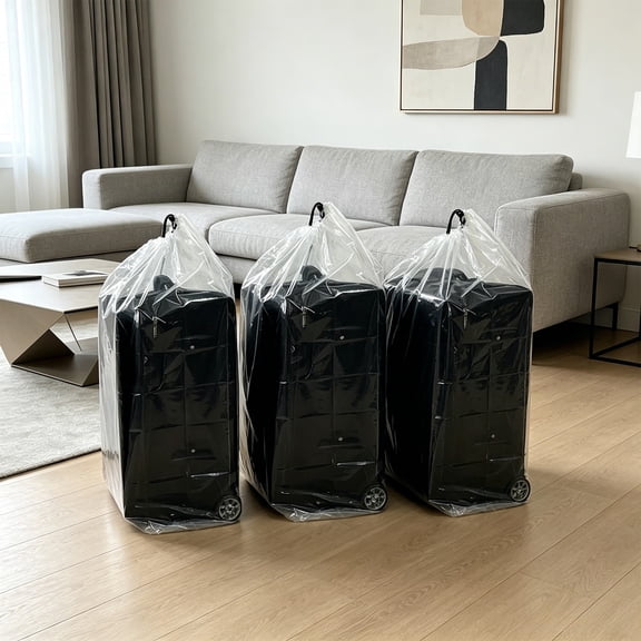 MMJ Luggage Cover Clear Drawstring Storage Bag Waterproof Suitcase Protector 3 Pack 47.24x59.06in
