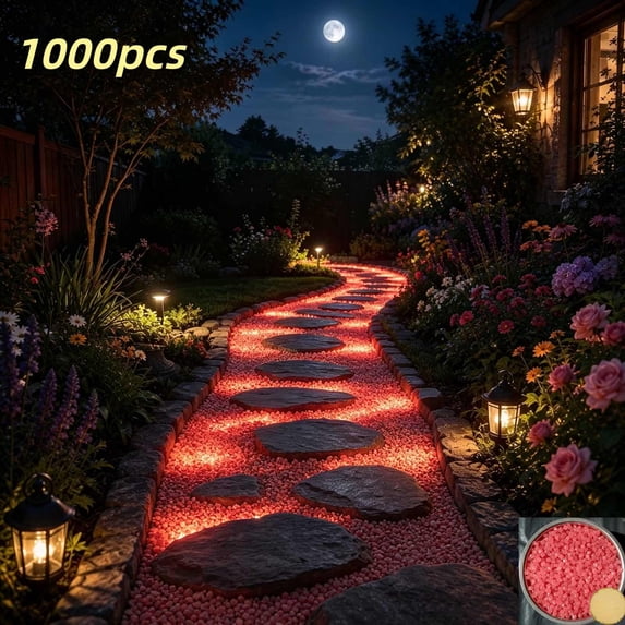 MMJ Luminous Stones Garden Glow Pebbles Fluorescent Decorative Rocks for Fish Tank Aquarium Walkway Yard Outdoor Landscaping 1000pcs 0.20in