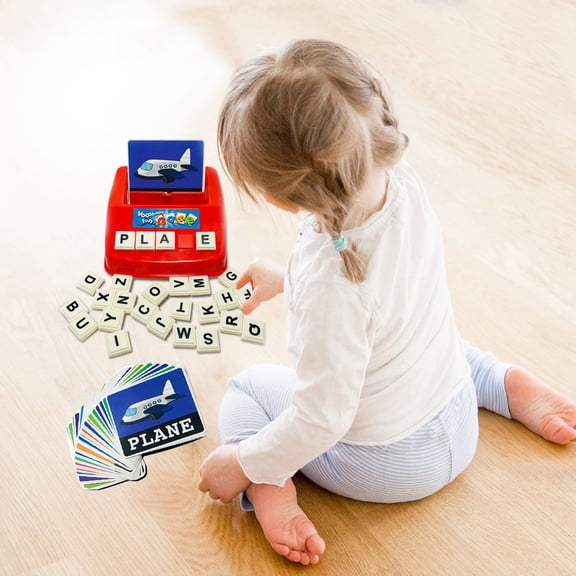 MMJ Matching Letter Game Spelling Flash Cards with Tray and Cubes Educational Toy