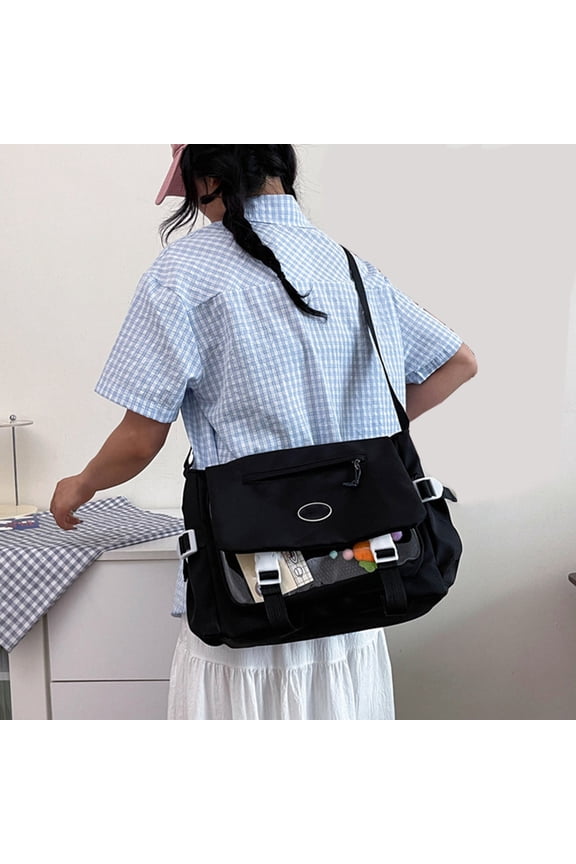 Messenger Bag Nylon Large Capacity Shoulder Crossbody for Commute Travel 13.7x10.2x4.7in