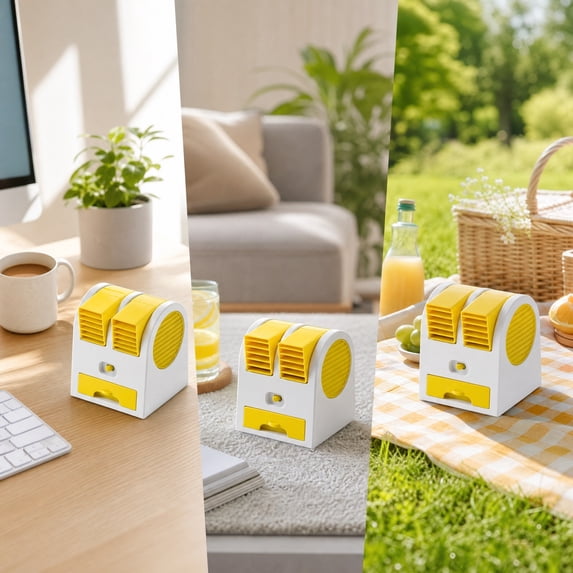 MMJ Mini Air Cooler Desktop USB Fan 3 Speed Ice Water Drawer Quiet Portable Personal Space Evaporative Air Conditioner Office Dorm