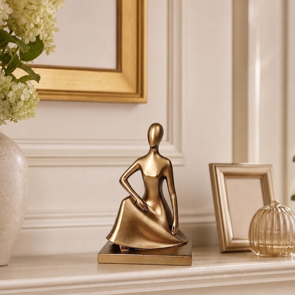 MMJ Minimalist Golden Yoga Figurine Resin Statue Home Decor Shelf Desk Ornament Luxurious