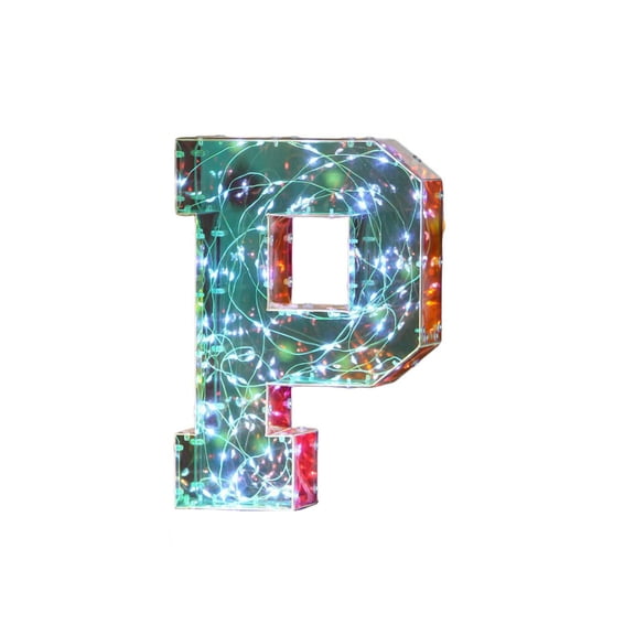 MMJ Mirror LED Letter Light Alphabet A-Z Colorful Tabletop Night Light Party Birthday Wedding Proposal Decor Battery Operated