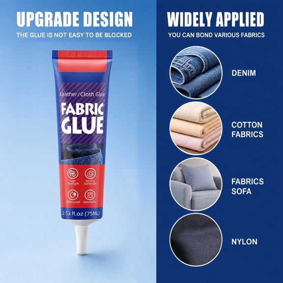 MMJ Multi Purpose Fabric Adhesive Glue 50ml Clear Permanent Washable for Clothes Jeans Repair No Sew