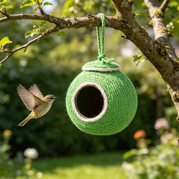 MMJ Natural Coconut Hut Hanging Bird House Warm Shelter for Cockatiel Parakeet Parrot Outdoor Decor 5.91x5.51x5.51in