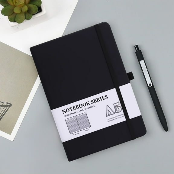 MMJ Notebook Hardcover Lined Journal with Inner Pocket Ribbon Bookmark 200 Pages for Writing 8.5x5.7in