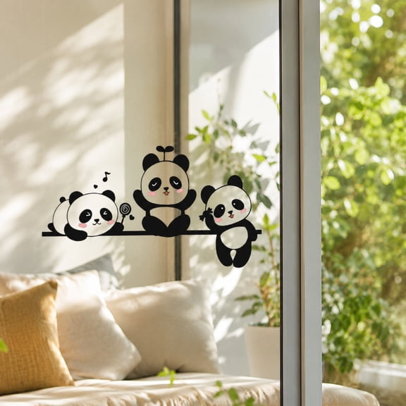 MMJ Panda Glass Decals Reusable Static Cling Window Stickers Home Office Sliding Door Decoration