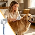 thumbnail image 1 of MMJ Pet Grooming Comb with Spray, Detangler Dematting Brush, for Dogs Cats, Undercoat Rake, 6.7in, 1 of 7