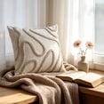 thumbnail image 1 of MMJ Pillow Cover Minimalist Line Embroidered Cotton Decorative Cushion Case for Living Room Bedroom Sofa 17.71x17.71in, 1 of 6
