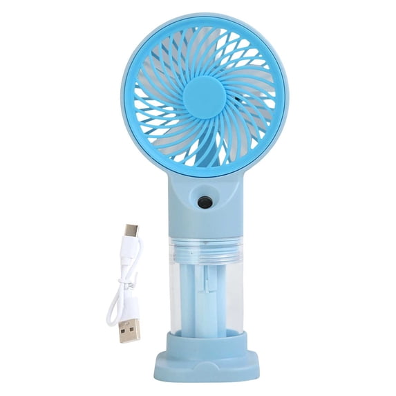 MMJ Portable Fan Handheld Misting Mini Rechargeable Spray Cooler Detachable Base USB Quiet Motor 6.38x3.03x2.60in Travel Outdoor Desk Summer