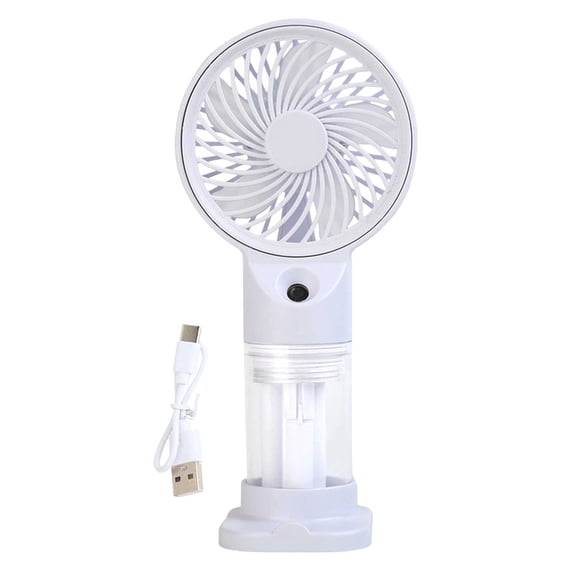 MMJ Portable Fan Handheld Misting Mini Rechargeable Spray Cooler Detachable Base USB Quiet Motor 6.38x3.03x2.60in Travel Outdoor Desk Summer