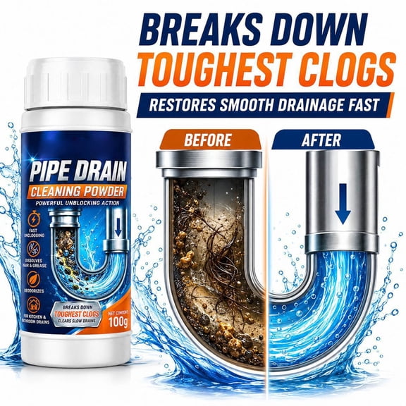 MMJ Powerful Pipe Cleaning Powder Fast Acting Clog Remover Safe for All Drains Septic Systems Kitchen Bathroom Sink Shower Toilet Unclogger