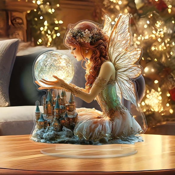 MMJ Princess Wand Fairy Tale Ornament Acrylic Desktop Moon Star Angel Decor Girls Room Tabletop Festival Gift