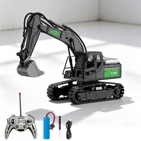 MMJ Remote Control Excavator 2.4Ghz LED Light Rechargeable Battery Outdoor Construction 10.24x7.48in