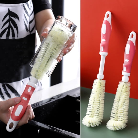 MMJ Retractable Water Bottle Brush L Shape Curved Bristles with Hook for Narrow Neck Bottles Baby Bottles 6.89 to 13.39in
