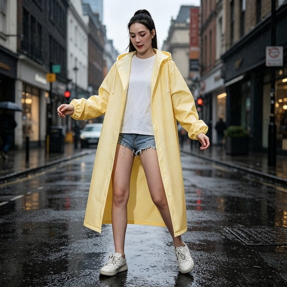 MMJ Reusable EVA Raincoat Thickened Extended Length Adult Rainwear Portable Waterproof Rain Jacket for Hiking Travel Camping Outdoor Activities