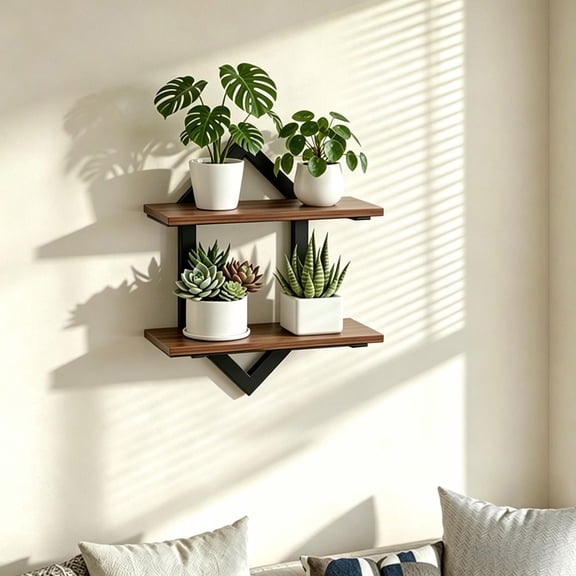 MMJ Rhombus Iron Wall Shelf Modern Minimalist Storage Rack for Bedroom Living Room 15.8x15in