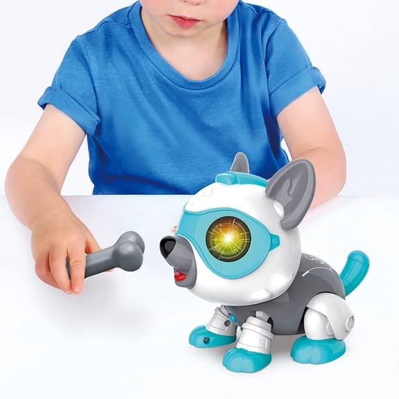 MMJ Robot Dog Toy Interactive Smart Voice Control Electronic Pet with Lights Sounds 8.27x7.48x4.33in