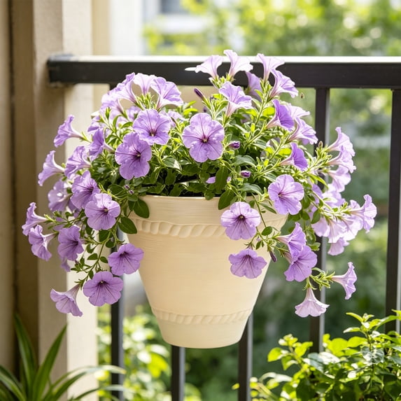 MMJ Semi Circular Hanging Flower Pot with Drainage Holes Indoor Outdoor Wall Planter for Plants 8.1x7.9x6.7in