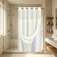 thumbnail image 1 of MMJ Shower Curtain Textured Color Block Waffle Weave Fabric Waterproof Snap Hooks Punch Free Bathroom Curtain 75x71in, 1 of 7