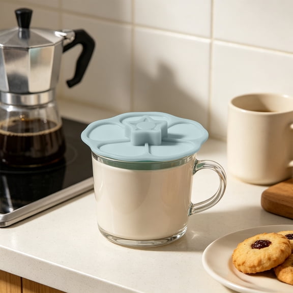 MMJ Silicone Cup Lids Flower Shape Flexible Stretchable Dustproof Airtight Seal Reusable Drink Covers Dishwasher Safe 4.09in