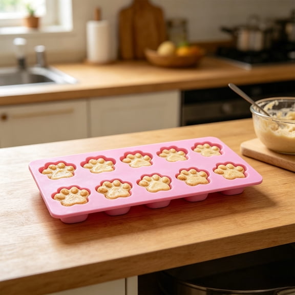 MMJ Silicone Molds Paw Print Shape Baking Pan Jelly Chocolate Candy Wax Seal Beads Maker Kitchen Pastry Tool 8.42x4.25x1.29in 10 Cavities