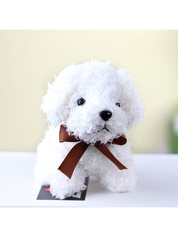 Simulation Dog Plush Toy Poodle Stuffed Doll Keychain Ring Pendant Soft Cute Decoration Christmas Gift for Age 3 to Adult 4.72in
