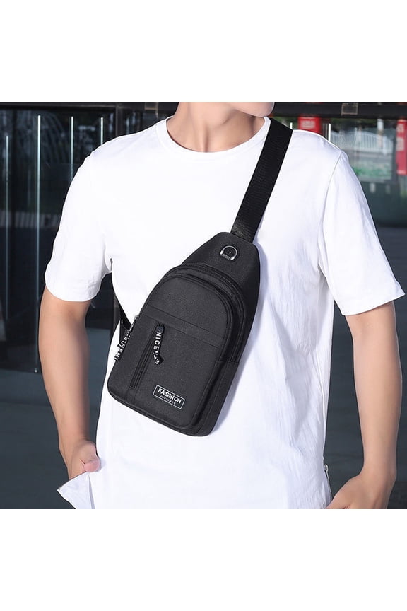 Sling Bag Crossbody Chest Backpack with USB Charging Port Lightweight Travel Hiking 11.81x7.08in