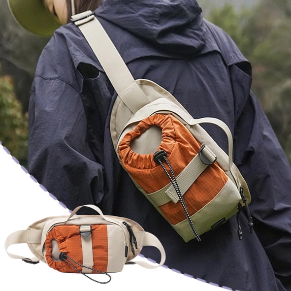 MMJ Sling Bag Crossbody Waist Pack with Water Bottle Holder Lightweight for Hiking Running 12.99x6.1x3.14in