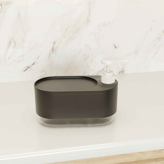 MMJ Soap Dispenser Pump with Sponge Holder 2-in-1 Kitchen Sink Caddy for Dishwashing