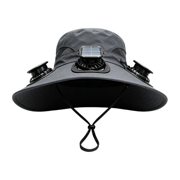 MMJ Solar Fan Hat USB Charging Summer Fisherman Style Sun Protection Breathable Quick Dry for Outdoor Activities