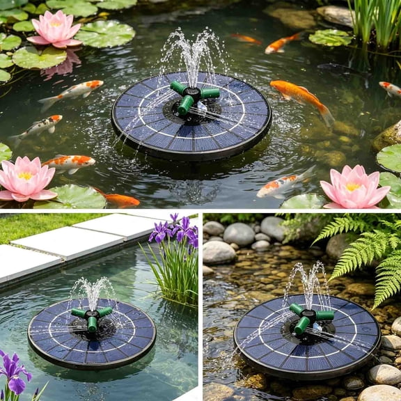 MMJ Solar Fountain 4W Solar Powered Water Pump Rotating Nozzle 6 Nozzle Set Bird Bath Fountain Outdoor Pond 6.30in