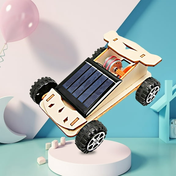 MMJ Solar Powered Car Model STEM Educational Toy Transparent Gear Assembly Handmade Kit for Age 3 to Adult 5.11x3.93x2.36in