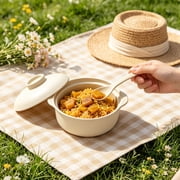 MMJ Soup Bowl With Lid And Spoon Microwave Safe 4 Colors Rice Bowl Handles Kids Kitchen Dining Home 5.51x5.51x3.15in