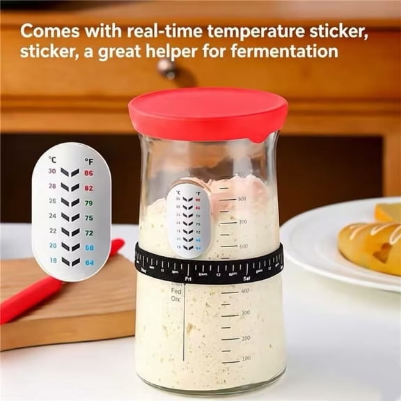 MMJ Sourdough Fermentation Jar Glass Container with Lid Airtight Crock for Bread Baking Kit 7.09x3.54x3.15in