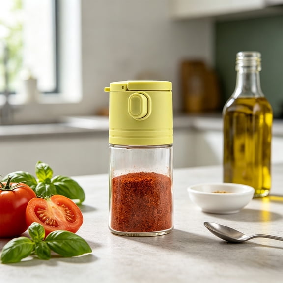 MMJ Spice Jar 180ml Glass Seasoning Container with Double Opening Shaker Lid Airtight Kitchen Storage 2.4x5.03in