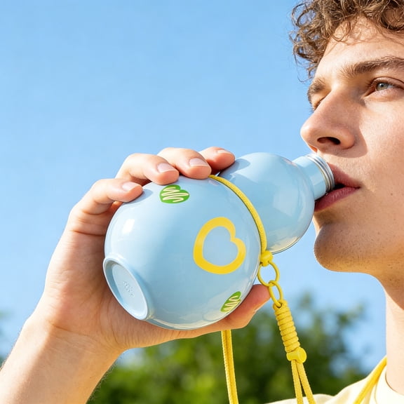 MMJ Sports Water Bottle 2000ml Dual Drink Gradient Color Hexagonal Space Cup with Handle Portable Leakproof