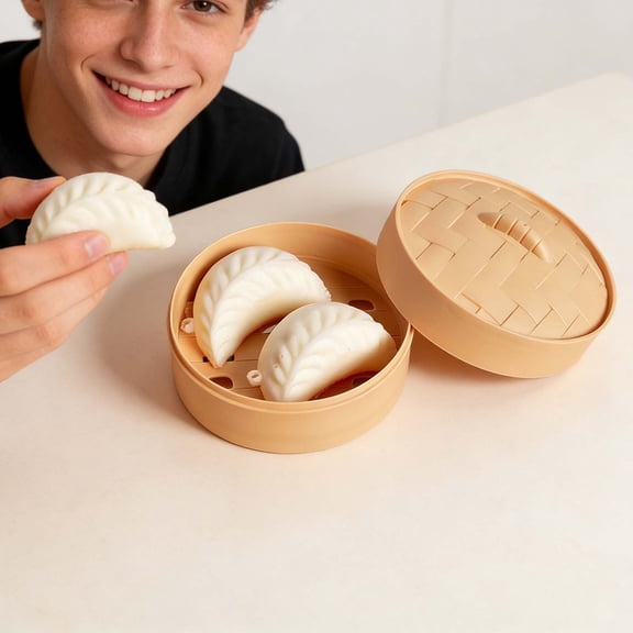 MMJ Squeeze Toys Steamed Dumpling Simulated Cantonese Morning Tea Dim Sum Slow Rising Stress Relief Fidget Cute Food Model Decor Basket