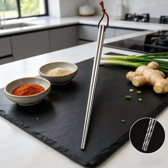 MMJ Stainless Steel Frying Chopsticks 15.75in Heat Resistant Wood Handle Non Slip Hot Pot Cooking Kitchen Tool