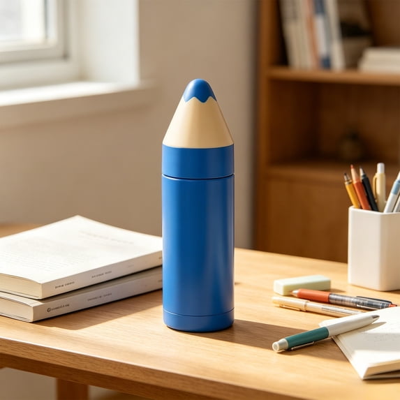 MMJ Stainless Steel Insulated Tumbler Pencil Shape Double Wall Vacuum Cup, 280ml for Hot Cold Drinks Portable Cute Travel Mug