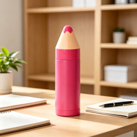 MMJ Stainless Steel Insulated Tumbler Pencil Shape Double Wall Vacuum Cup, 280ml for Hot Cold Drinks Portable Cute Travel Mug